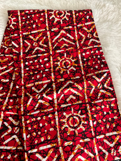 African fabric/Ankara fabric/ Danshiki/Danshiki fabric/African print/Ankara fabric for dress/ African textile for crafts/African print for sewing/Red and White African Fabric