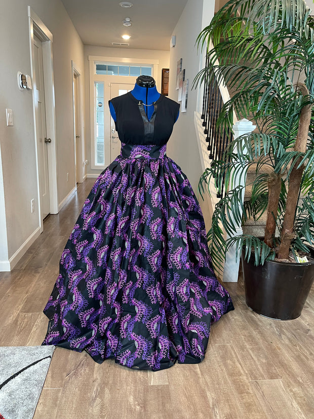 Purple and Pink Floral African Skirt/African Clothing For Women/Ankara Skirt.QT7