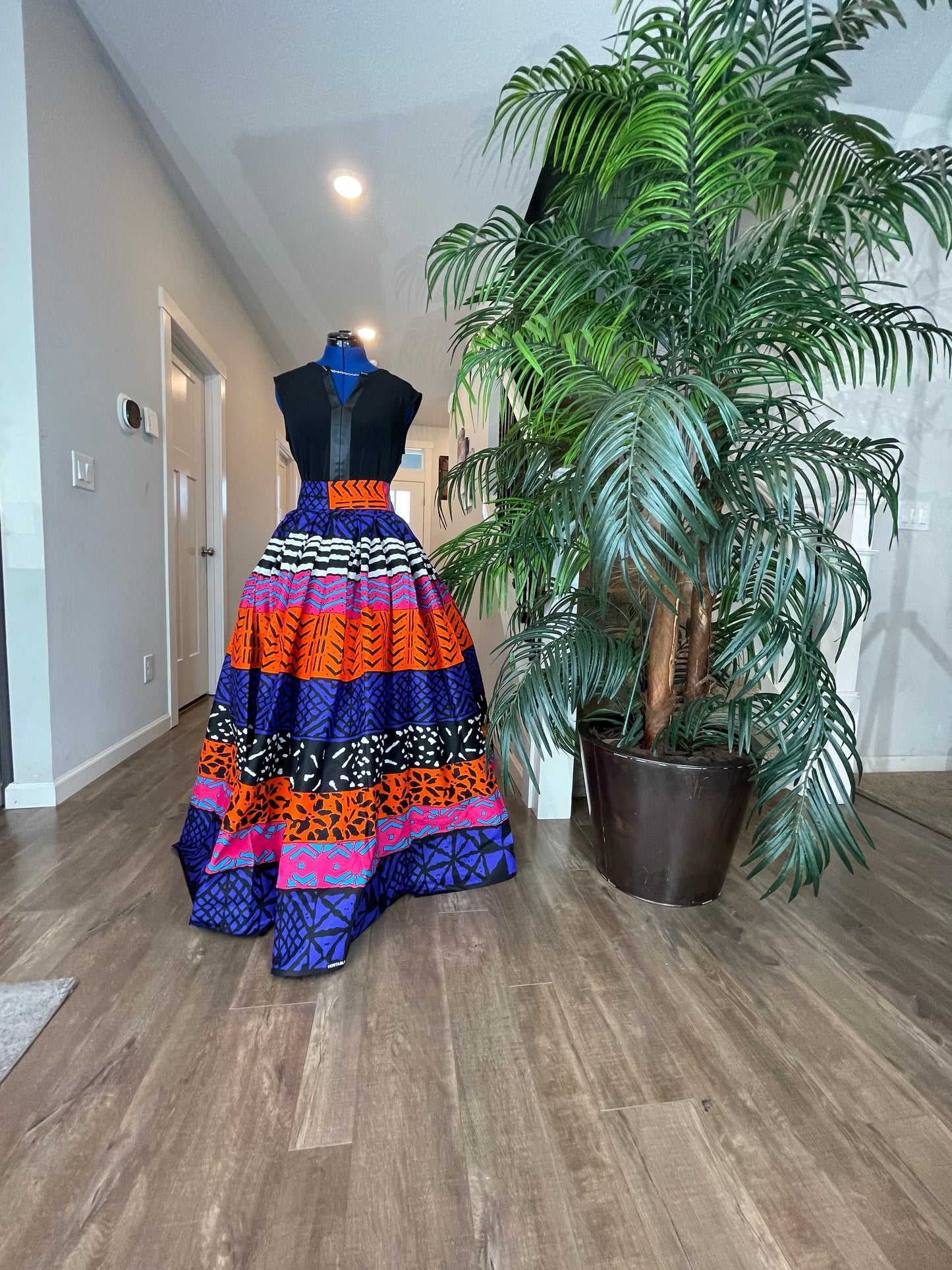 African Skirt/Ankara Skirt/Pink Orange And Blue Skirt/African Clothing.