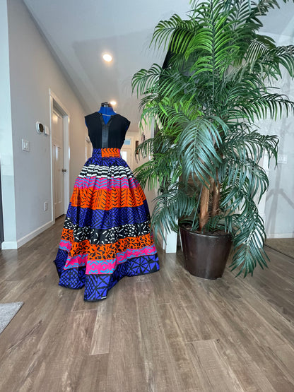 African Skirt/Ankara Skirt/Pink Orange And Blue Skirt/African Clothing.