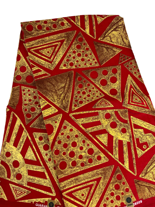 Red and Gold African fabric/Ankara fabric/African Wax Print/KM10k