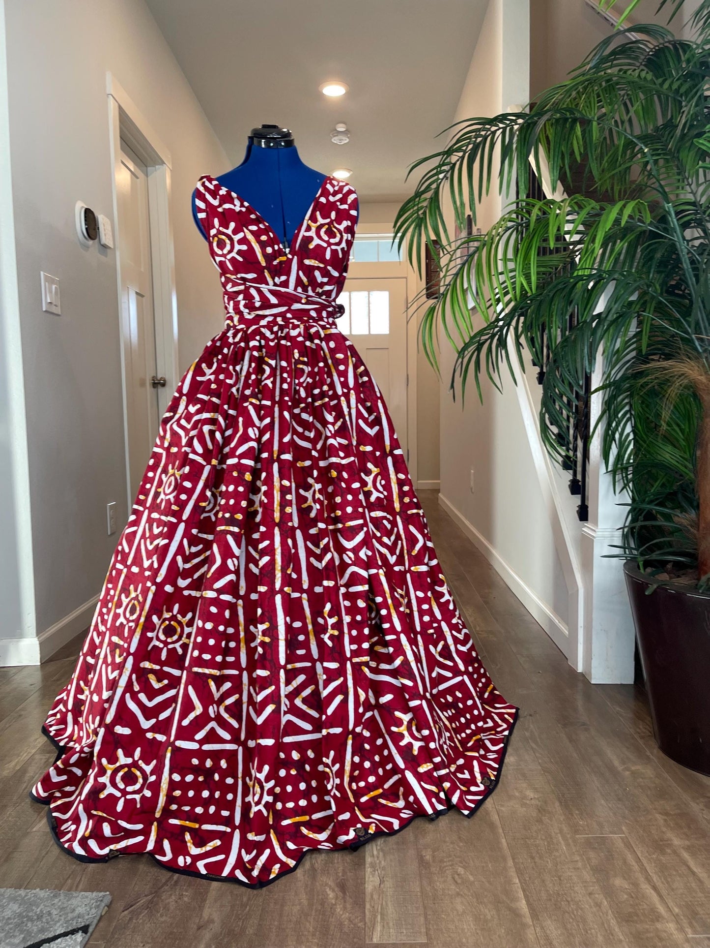 African Print Dress/Ankara Infinity Maxi Dress With Two Side Pockets