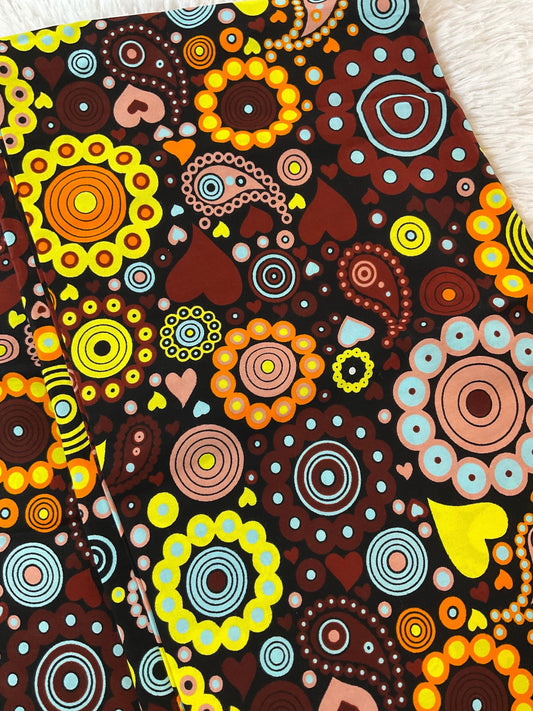 Brown Yellow White African Print Fabric/Ankara Per Yard/100% Cotton Fabric//KM72