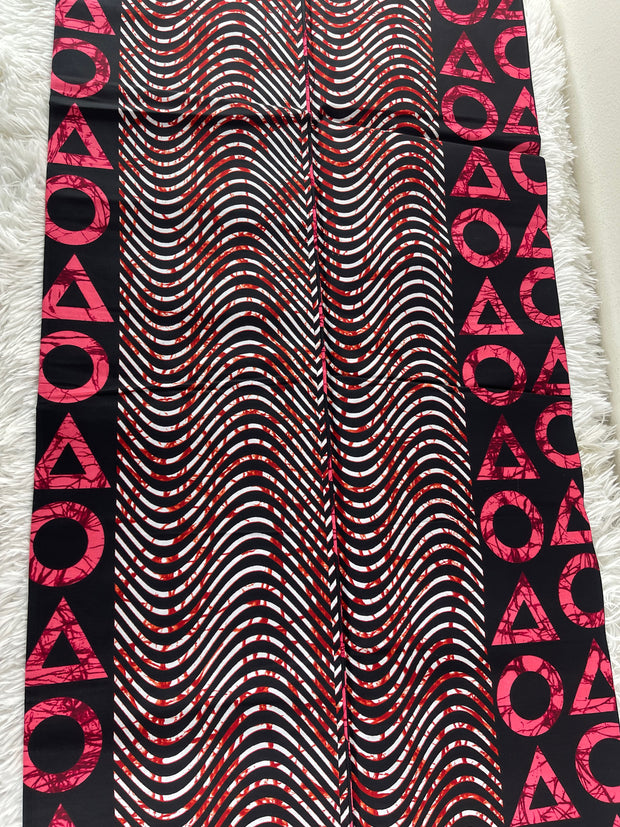 African Fabric/Ankara-Orange and Cream Color/By The Yard/KM670