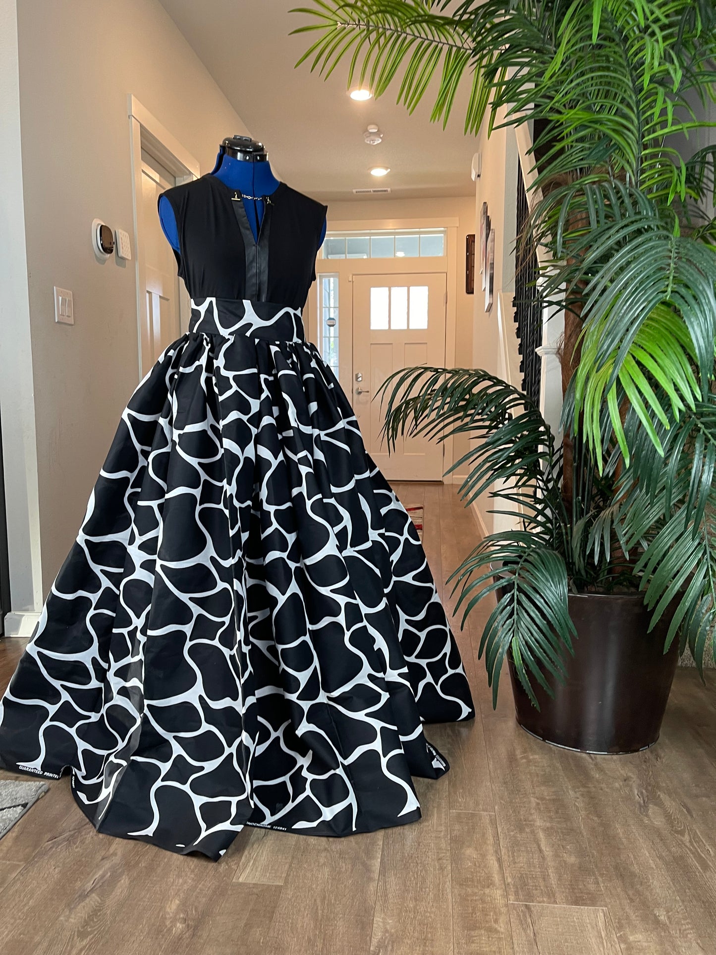 Bold Ankara High-Waist African Print Skirt – Handmade with Vibrant Wax Fabric/Black and White Skirt/KM130