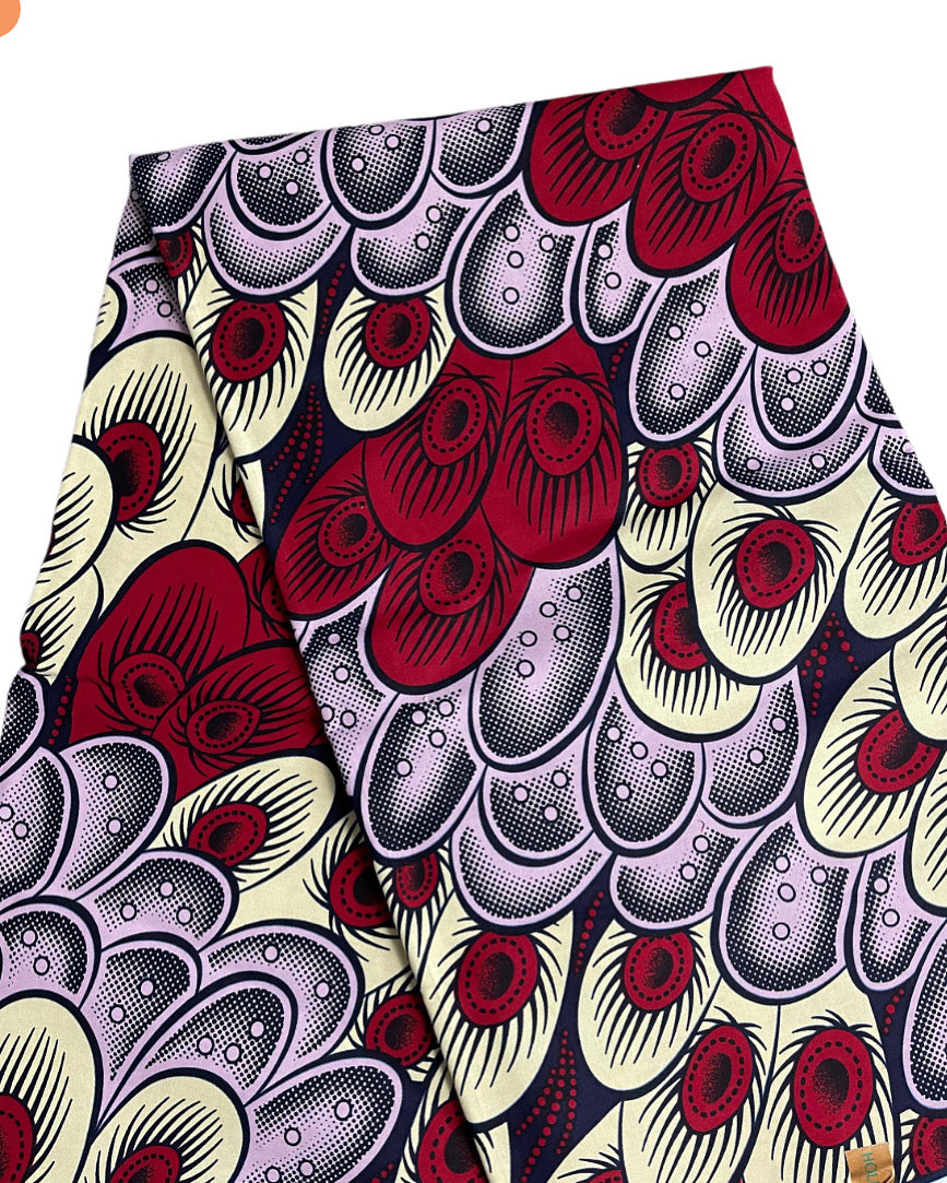 Wine and Cream African Fabric/African prints/ Ankara fabric/By the yard/African fabric 6 yards/FG93/