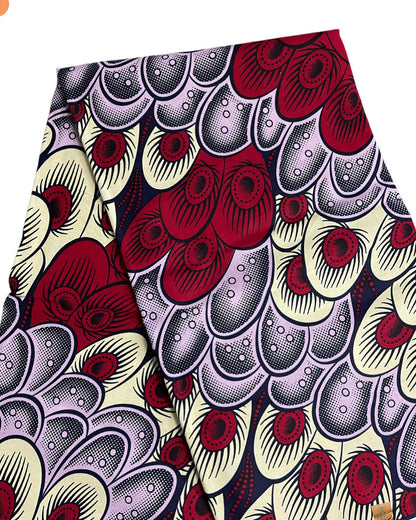Wine and Cream African Fabric/African prints/ Ankara fabric/By the yard/African fabric 6 yards/FG93/