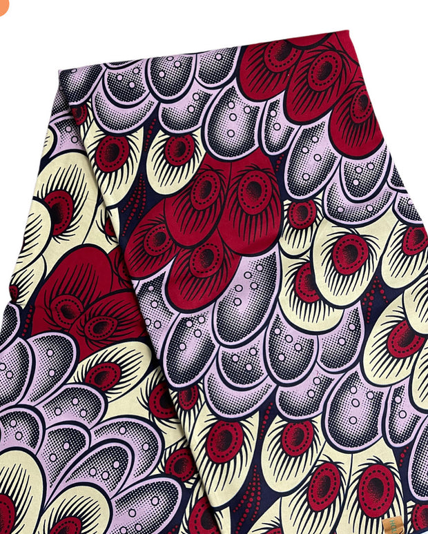Wine and Cream African Fabric/African prints/ Ankara fabric/By the yard/African fabric 6 yards/FG93/