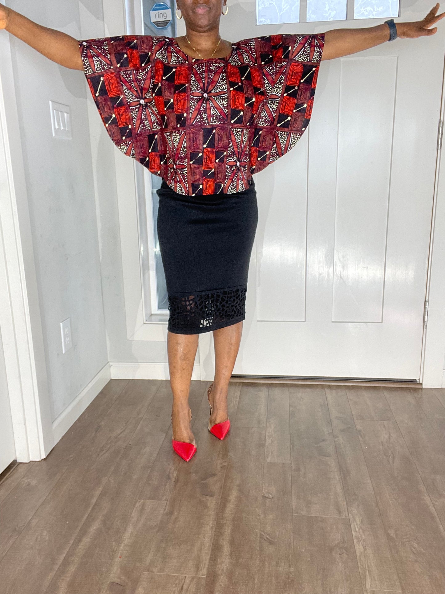 African Blouse/Ankara Top-Brown and Black Color/Elegant Blouse