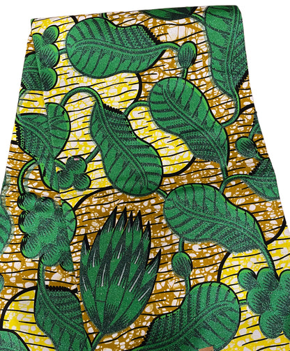 African fabric/Ankara-Green and Gold Color/African Clothing/AK01B