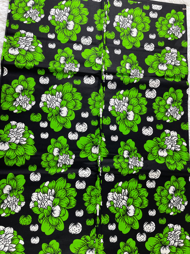 African fabric/Ankara fabric/ Danshiki/Danshiki fabric/African print/African wax/KM104/Green and White African Fabric