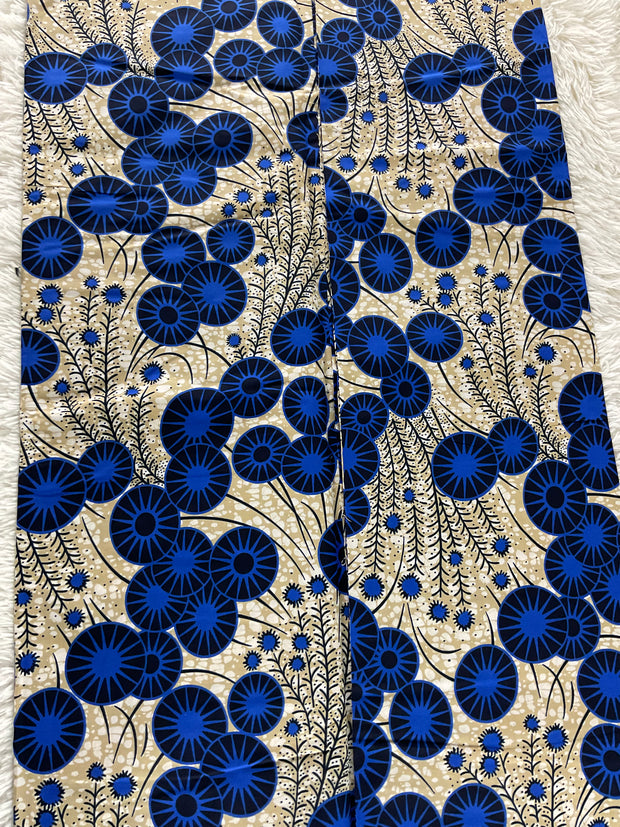 African fabric/Ankara-Blue and cream fabric/ Danshiki/Danshiki fabric/African print/Ankara fabric for dress/ African textile for crafts/African print for sewing/hk21