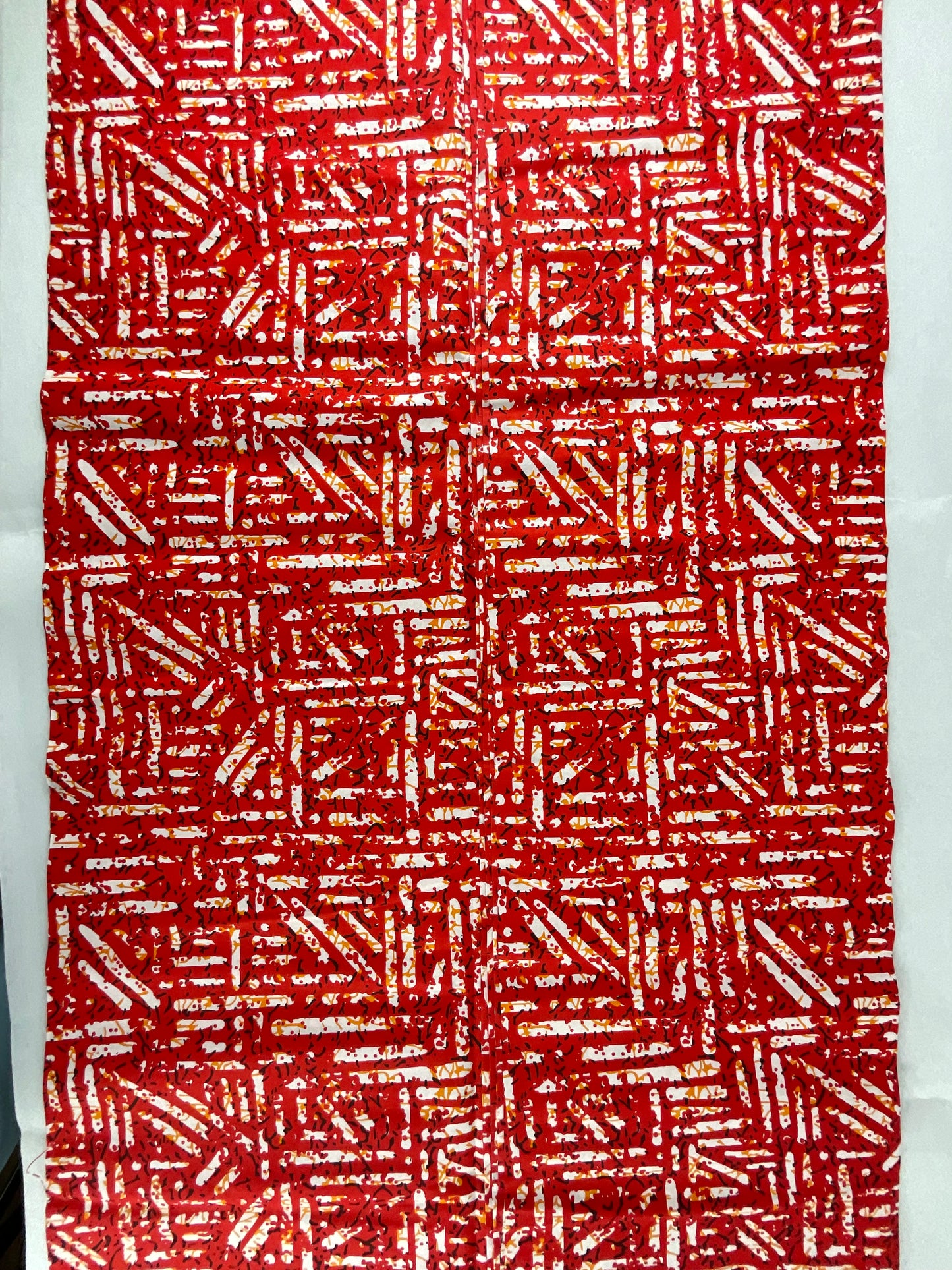 African Fabric Red and White Color/By The Yard/MK202/Ankara Black
