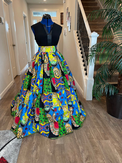 Green Red Blue African Skirt/Ankara Skirt/Boho Skirt/VA15