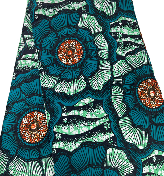 African Fabric/Ankara-Green Brown Color/African Wax Print/AK03