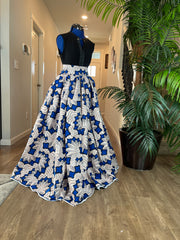 WHITE AND BLUE AFRICAN SKIRT/ANKARA SKIRT/AFRICAN CLOTHING/QT2