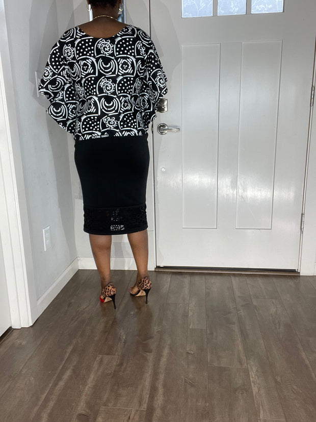 African clothing for women/ African blouse/African cape top/plus size African Black top/ Full flare blouse/summer top/Ankara Blouse