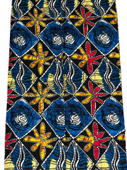 Blue Yellow Red African Fabric/Ankara/African Wax Print/100% Cotton Fabric/KM72