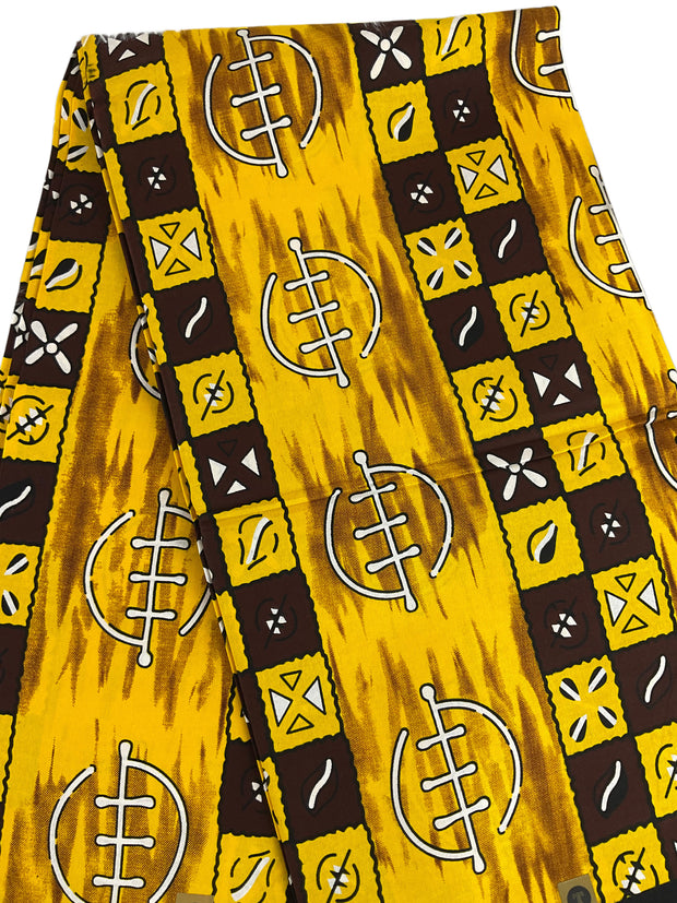 African fabric/Ankara-Yellow Brown Color/Tribal Print/African Print/KM57/