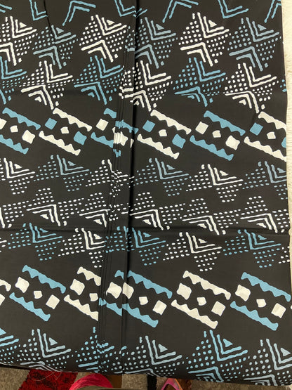 African fabric/Ankara fabric/ Danshiki/Danshiki fabric/African print/Ankara fabric for dress/ African textile for crafts/African Print/KM57/Black and blue African Fabric