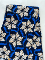 African Fabric/African Print Fabric/Ankara -Blue and Cream Fabric/Fabric/MK583/African Wax Print