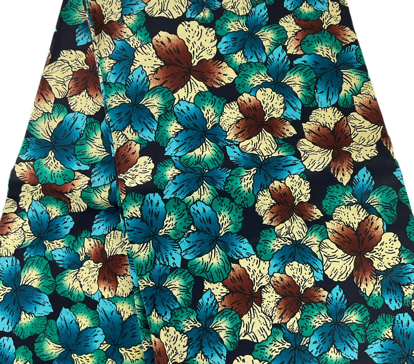 Blue Brown African Print Fabric/Ankara fabric 6 Yards/Cotton Fabric Per Yard/KM57D