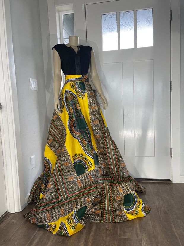 Yellow and Green African Skirt/African Clothing For Women/Ankara Skirt.QT9