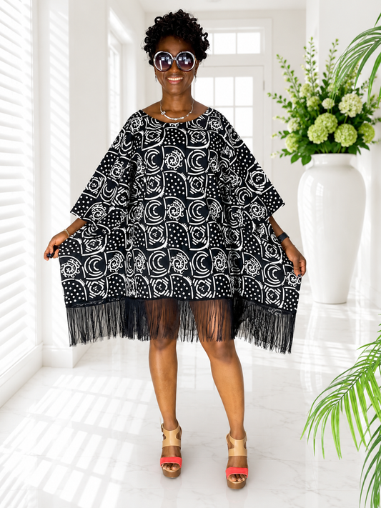African Print Dress With Fringes/Ankara Dress/African Clothing