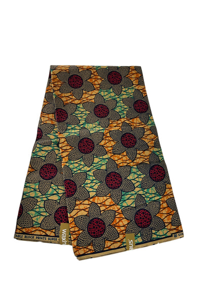 Green Brown African fabric/Ankara fabric/African Wax Print/KM10