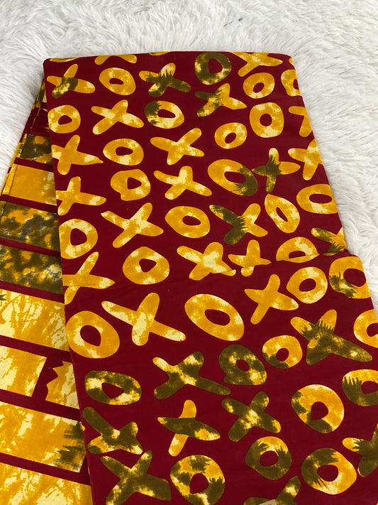 Red and Golden Yellow African Fabric/Ankara/By The Yard/100% Cotton Fabric/KM10
