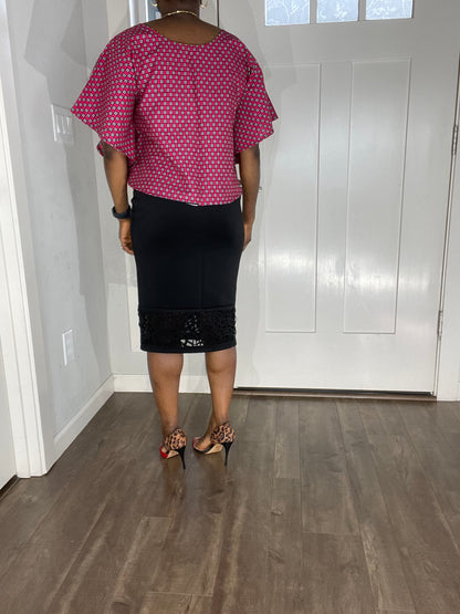 African blouse/African cape top/African Pink top/Ankara Blouse/VA107