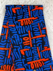 African Fabric/Ankara Fabric/African Prints/Danshiki Fabric/Kente/Blue and Orange African Fabric