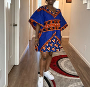 African dress/Ankara dress/Blue and Orange Ankara Dress/Wedding Guest African dress/Plus size African dress/African formal dress/African dress sh