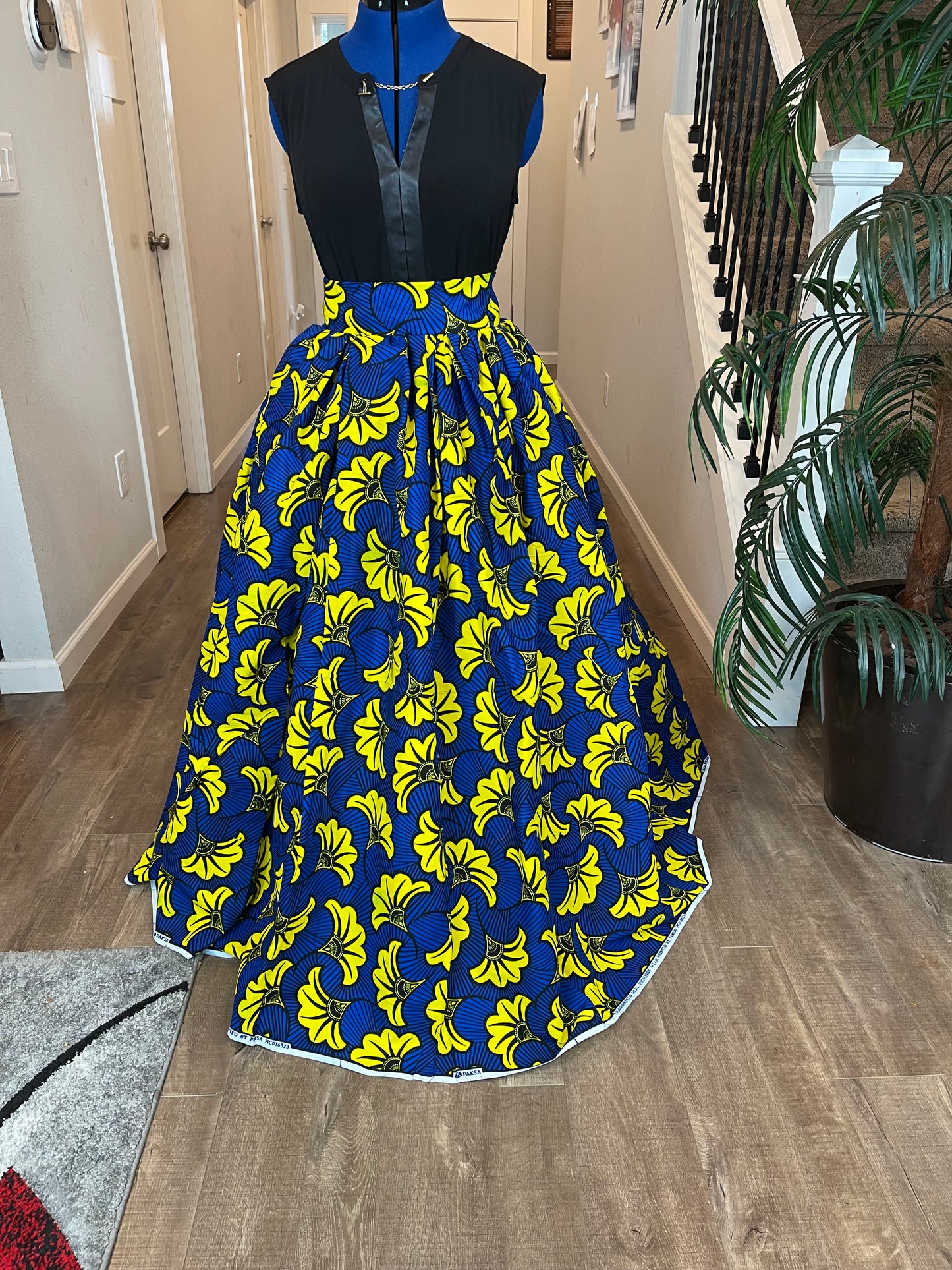 Blue and Yellow Floral African Skirt/Ankara Skirt/Boho Skirt/African wears
