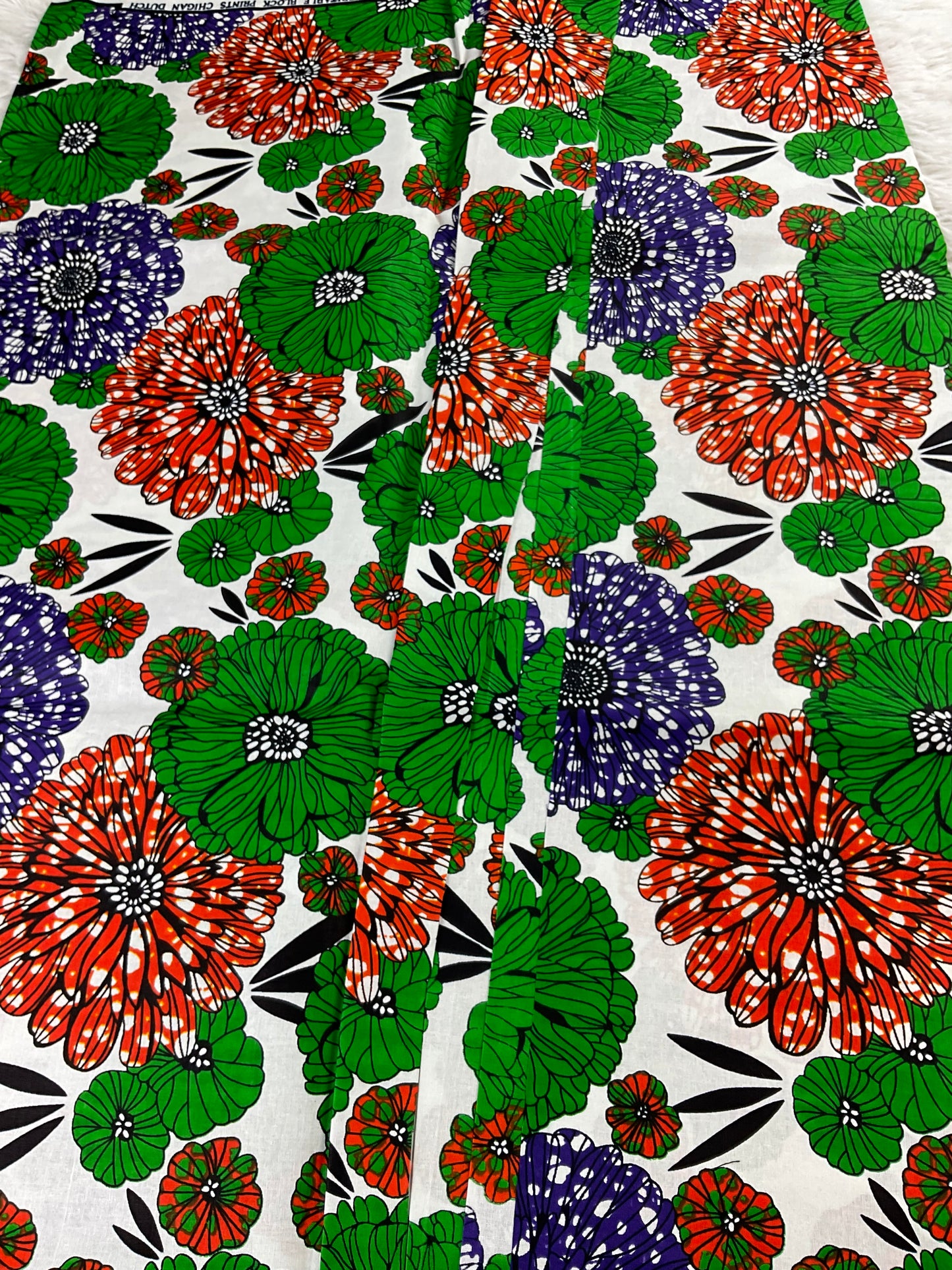 African fabric/Ankara fabric/ Danshiki/Danshiki fabric/African print/Ankara fabric for dress/ African textile for crafts/African Print/KM57/Green and White Ankara Fabric