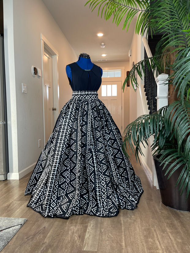 White and Black African Skirt/African Clothing For Women/Ankara Skirt.QT16