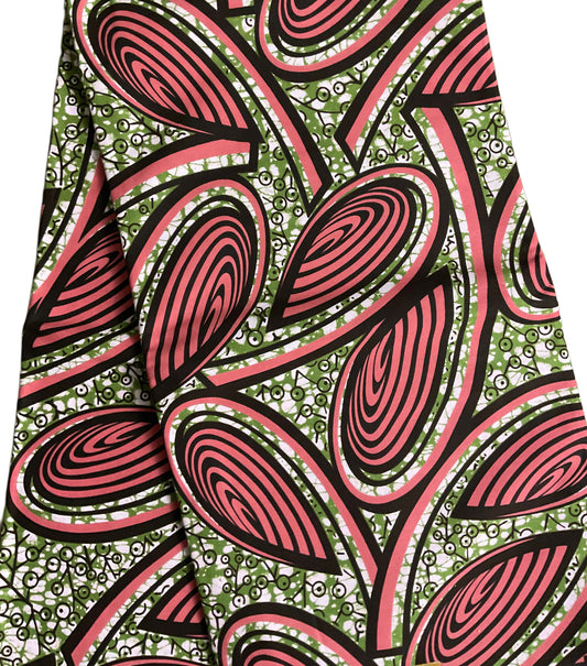 African Fabric/Danshiki/Ankara Fabric/African print/African wax/Peach and Brown Color/KM88