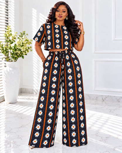 African Crop Top and Pant/Ankara Pant Set.