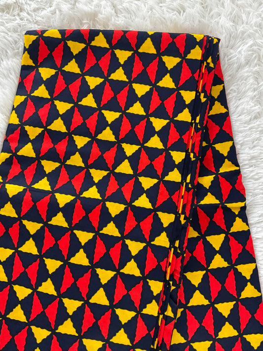 African fabric/Ankara fabric/ Danshiki/Danshiki fabric/African print/Ankara fabric for dress/ Black,Red and Yellow African Fabric.