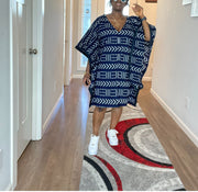 African dress/Ankara dress/Navyblue and Cream Ankara Dress/Wedding Guest African dress/Plus size African dress/African formal dress/