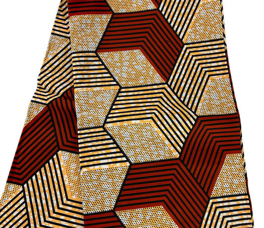 Quality African Print Fabric/Ankara Fabric 6 Yards/Cotton Fabric Per Yard/KM57R/Brown Color