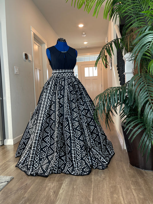 White and Black African Skirt/African Clothing For Women/Ankara Skirt.QT16