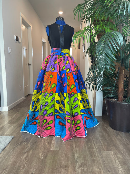 Bold Ankara High-Waist African Print Skirt – Handmade with Vibrant Wax Fabric/Ankara Skirt/African Clothings