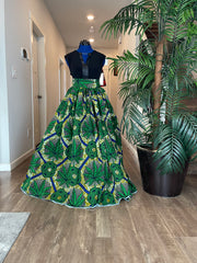Green and White African Skirt/African Clothing For Women/Ankara Skirt.QT11