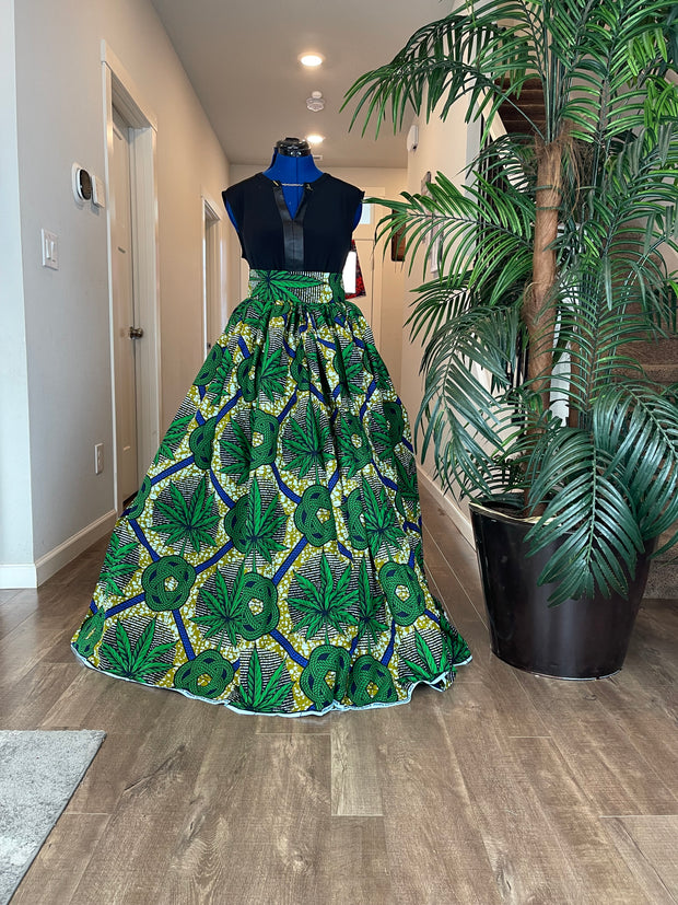 Green and White African Skirt/African Clothing For Women/Ankara Skirt.QT11
