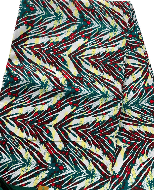 African Fabric Red Green White /Ankara/African Wax Print/KM55