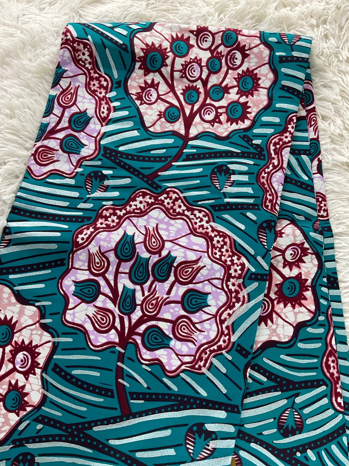 Jade and Pink African Fabric/African prints/ Ankara fabric/ African fabric by the yard/ Wax prints/ African fabric for apparel/MK433d/Prin