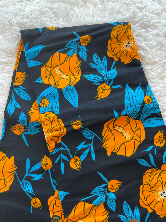 African fabric/Ankara fabric/ Danshiki/Danshiki/Blue and Orange Color Fabric