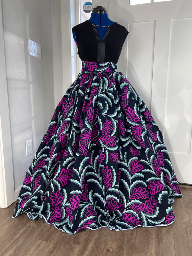 White and Pink Floral African Skirt/African Clothing For Women/Ankara Skirt.QT4