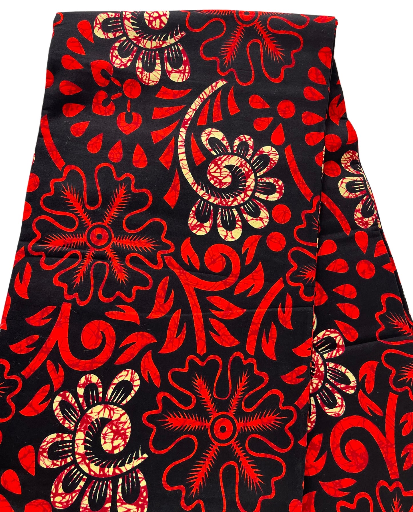 African Fabric/Ankara-Orange and Cream Color/By The Yard/KM670